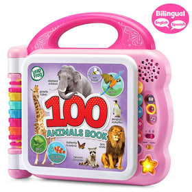 LeapFrog 100 Animals Book pink pages show animals from 12 habitats, for interactive learning.