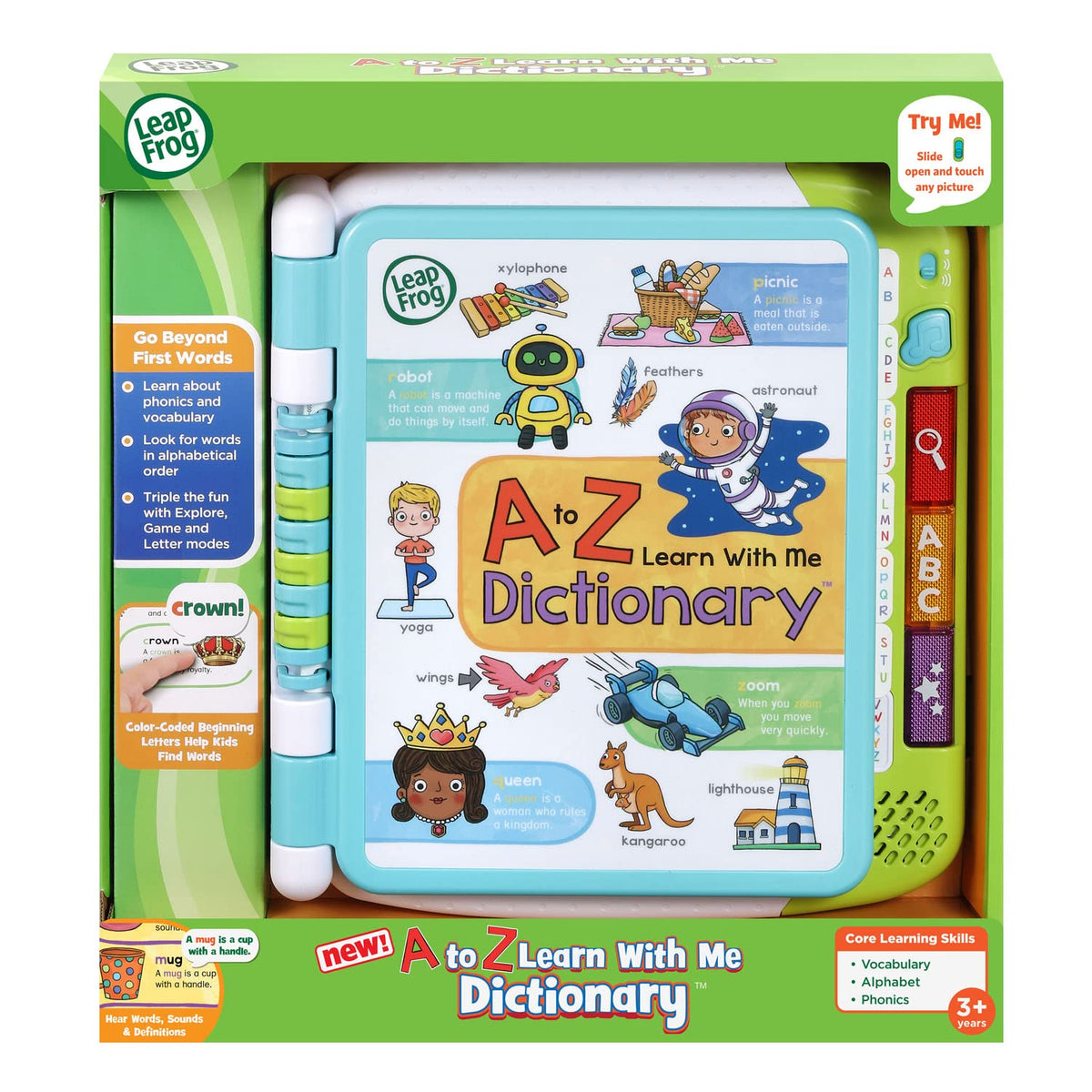 LeapFrog A to Z Learn with Me Dictionary demo batteries included note