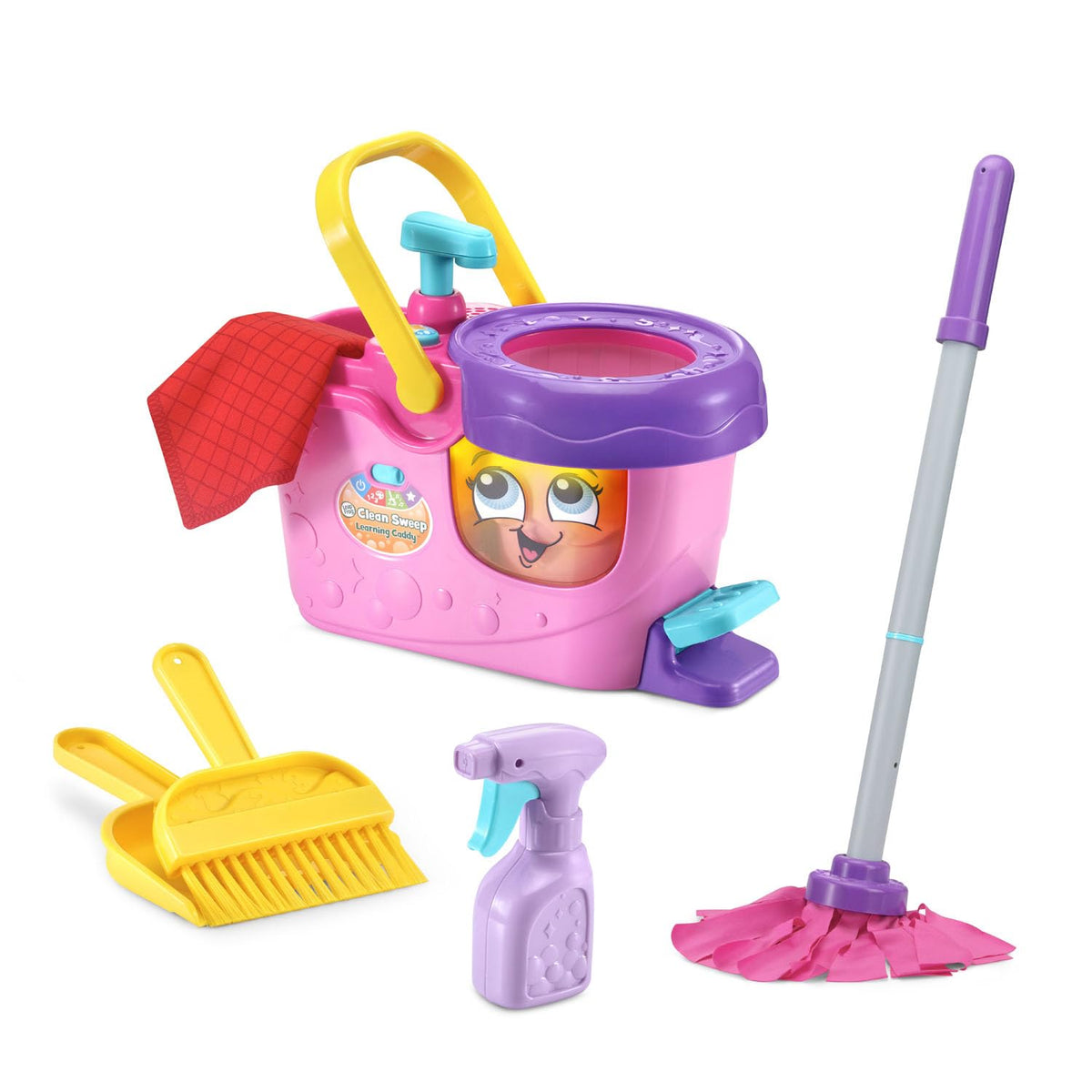 LeapFrog Clean Sweep bucket lights up during pretend play cleanup