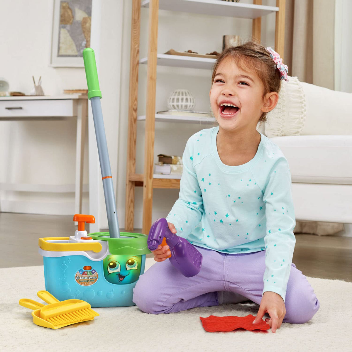 LeapFrog Clean Sweep dustpan and broom support cleanup routines
