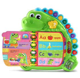 LeapFrog light-up button demonstrates letter names and words to reinforce ABCs.