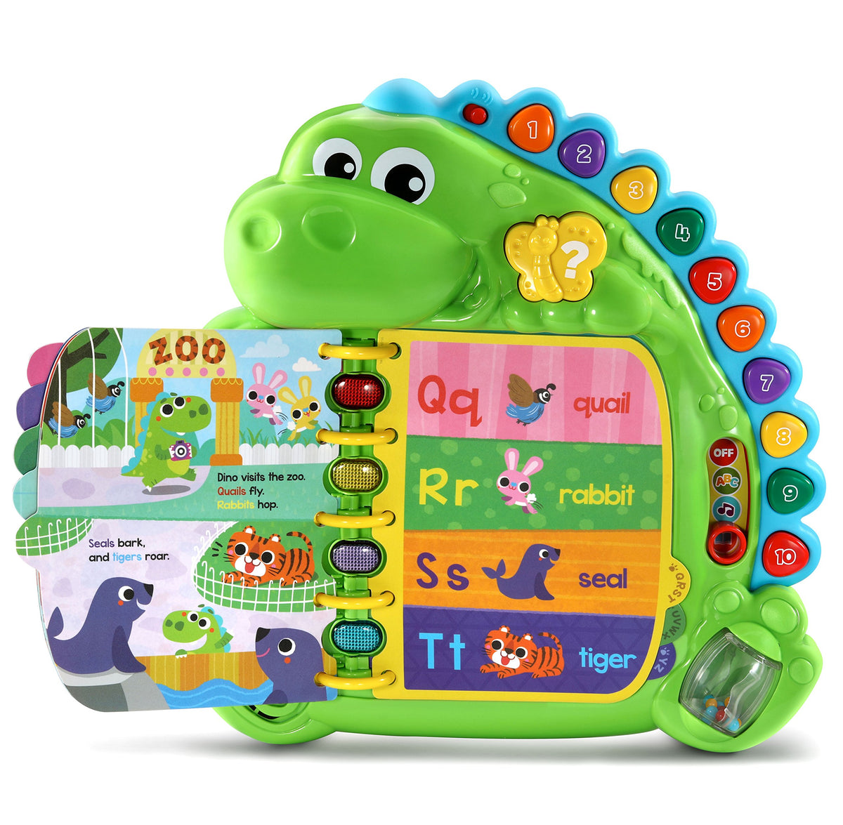 LeapFrog Dino's Delightful Day pages open to reveal interactive reading and phonetic cues.