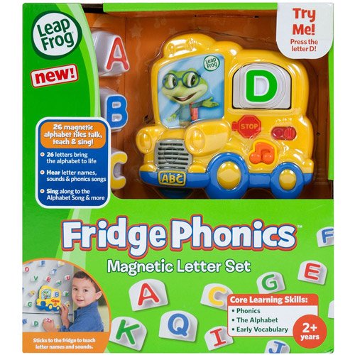 LeapFrog Fridge Phonics tiles offer hands-on alphabet practice.