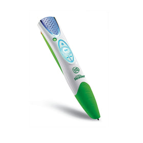 LeapFrog LeapReader stylus on page guiding reading with interactive voices.