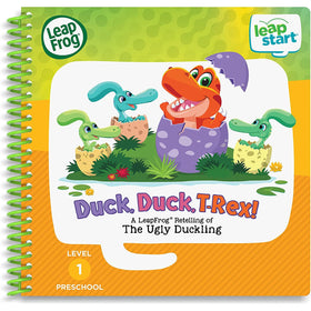 LeapFrog LeapStart Duck, Duck, T-Rex cover with Ty inviting interactive reading.