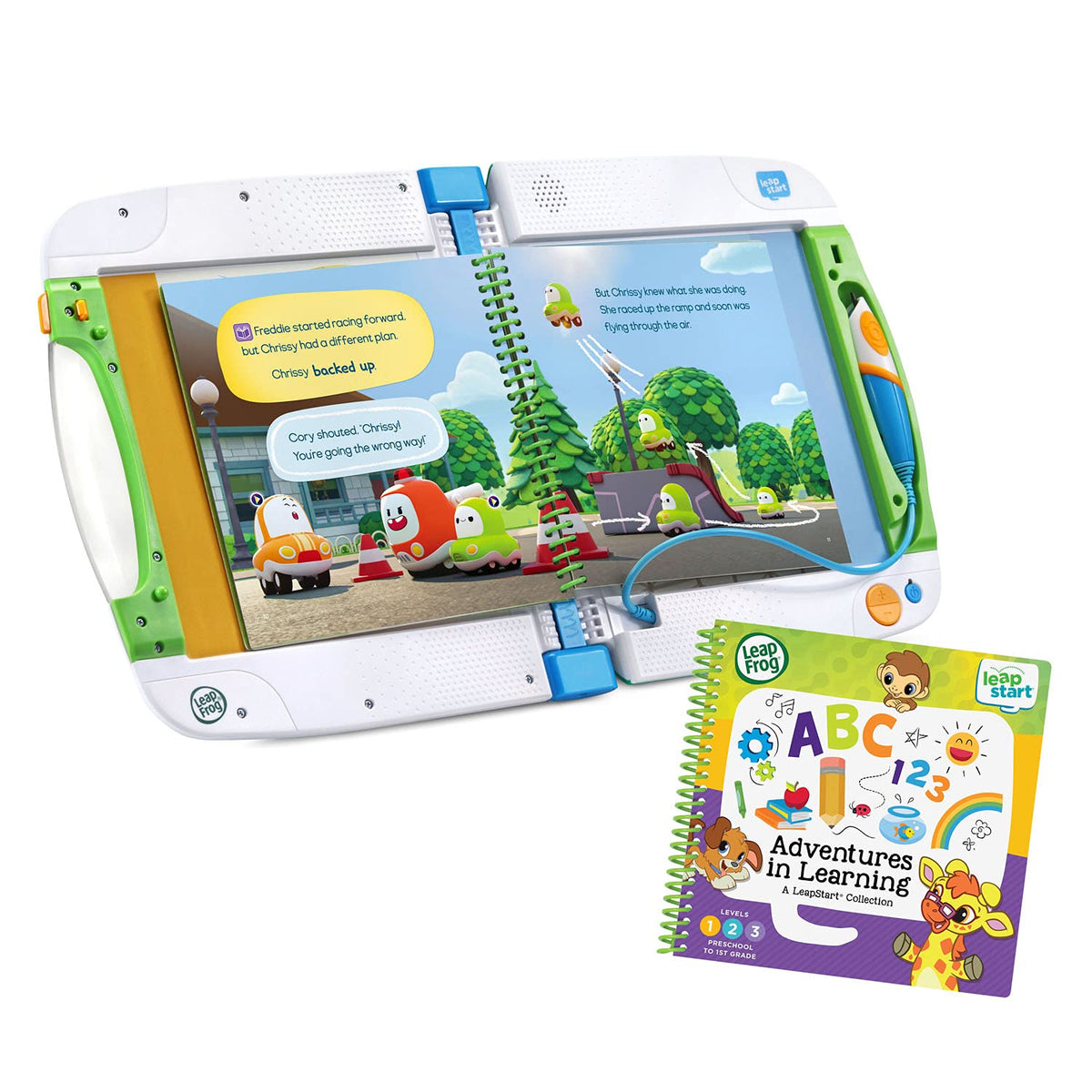 LeapStart library shelf with preloaded books ready for instant play