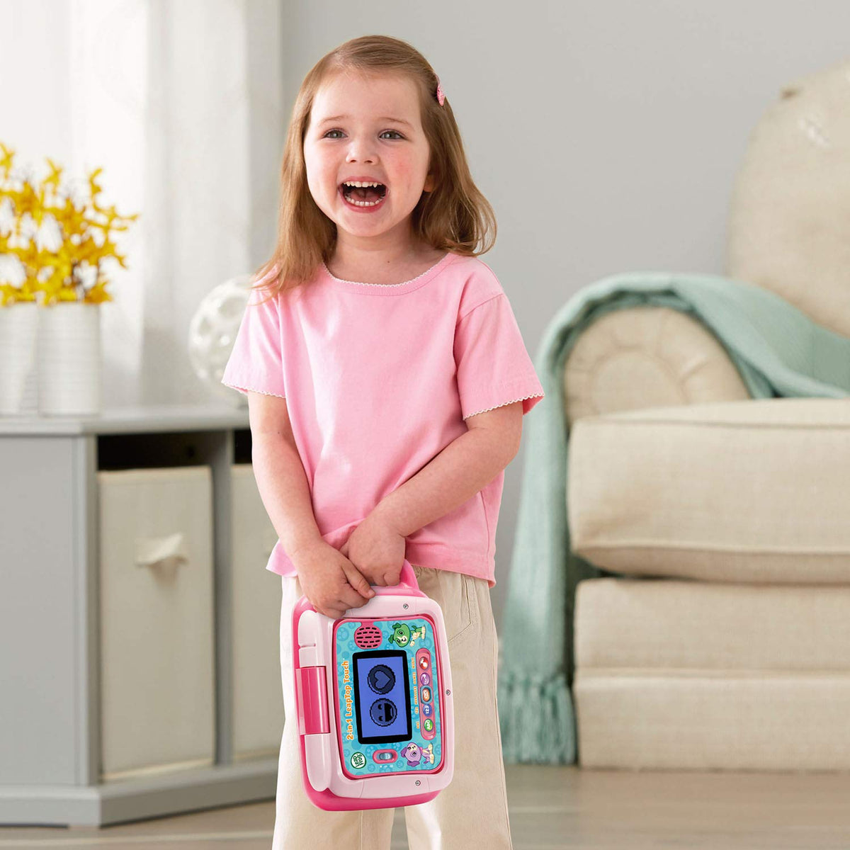 LeapFrog LeapTop Touch offers name spelling customization for personalized learning.
