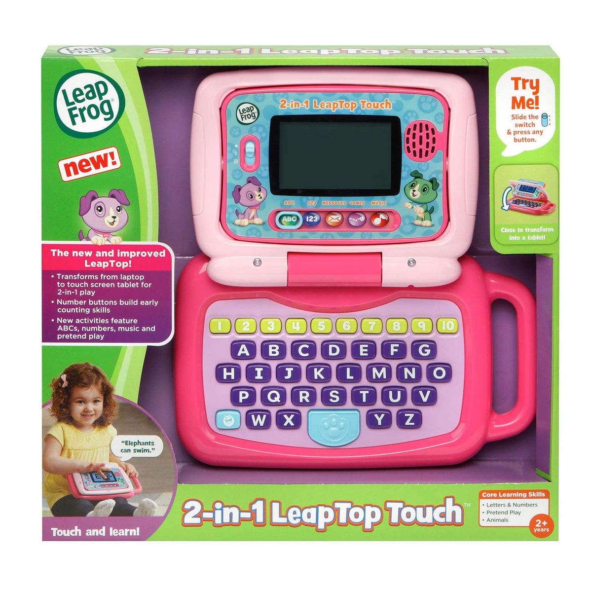 LeapFrog LeapTop Touch portable with take-along handle for learning on the go.