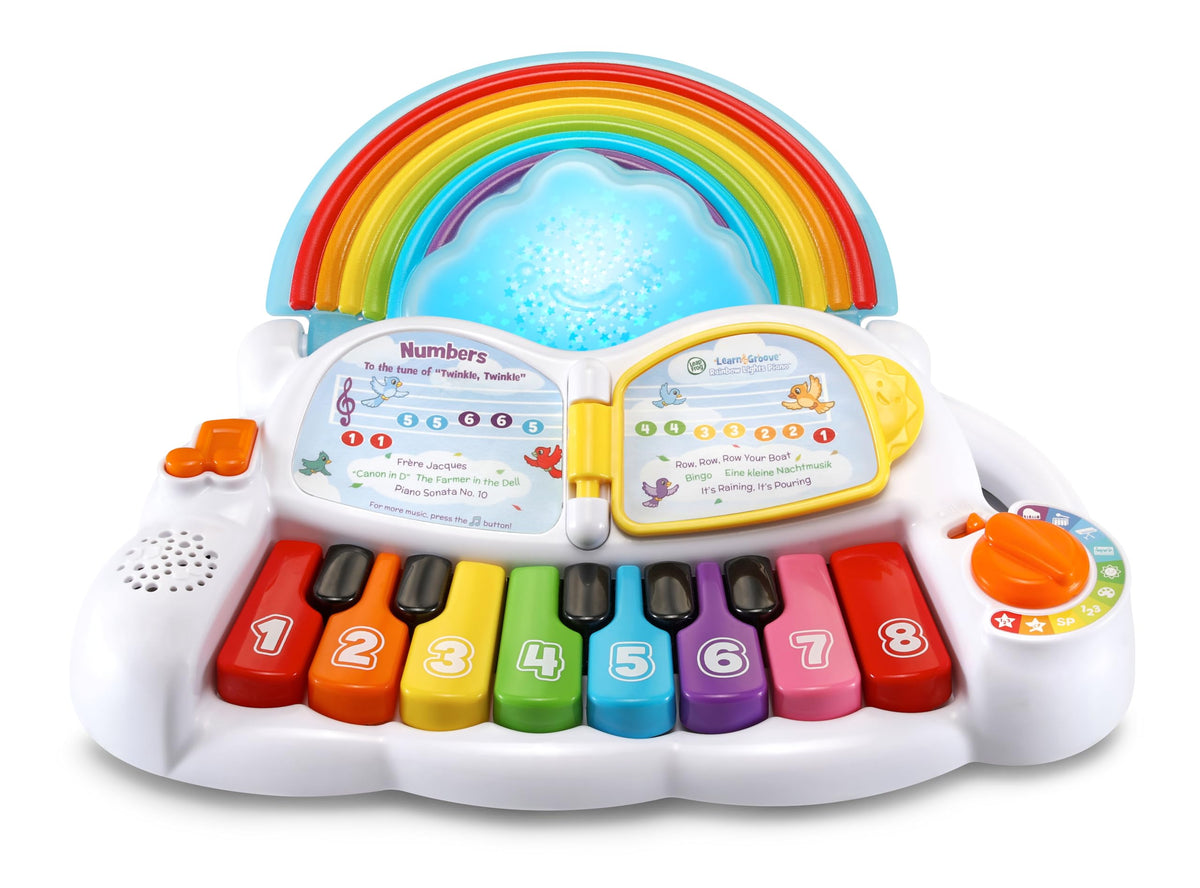 LeapFrog Learn and Groove Rainbow Lights Piano front view with rainbow keys for color learning