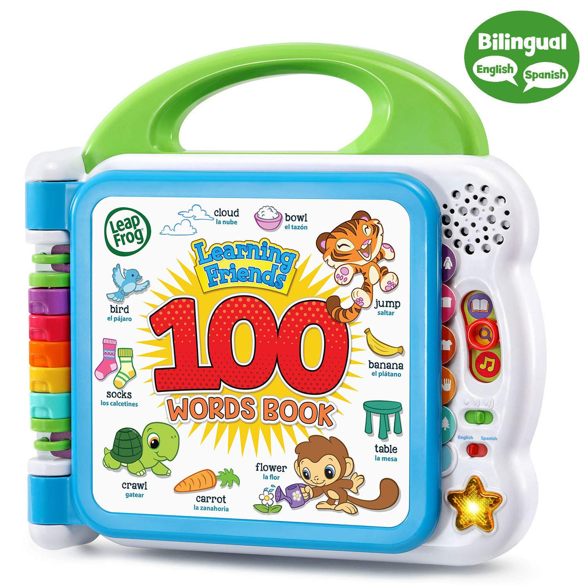 LeapFrog Learning Friends 100 Words Book child reading with vibrant pages.