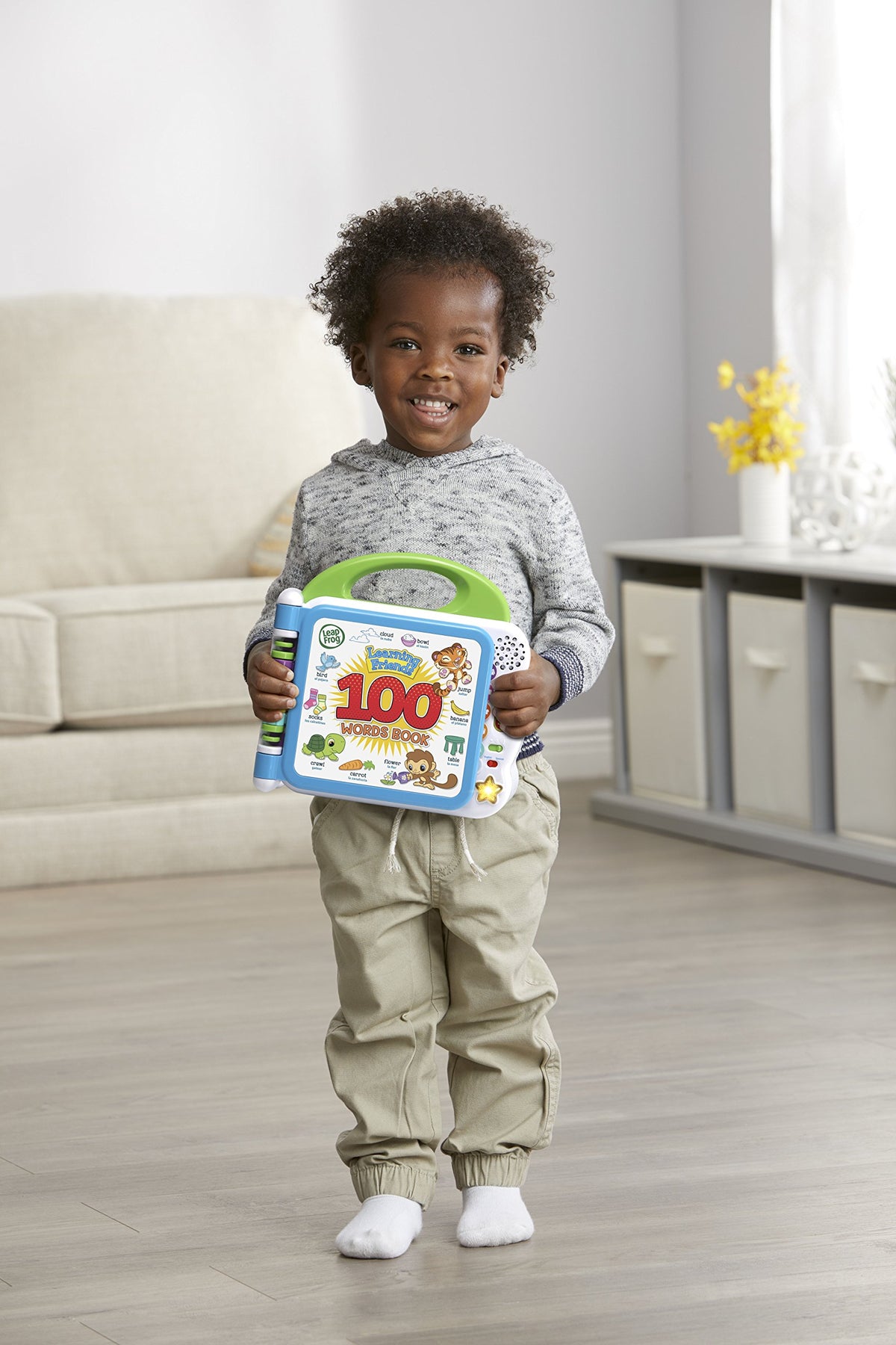 Language switch enables bilingual English and Spanish play.