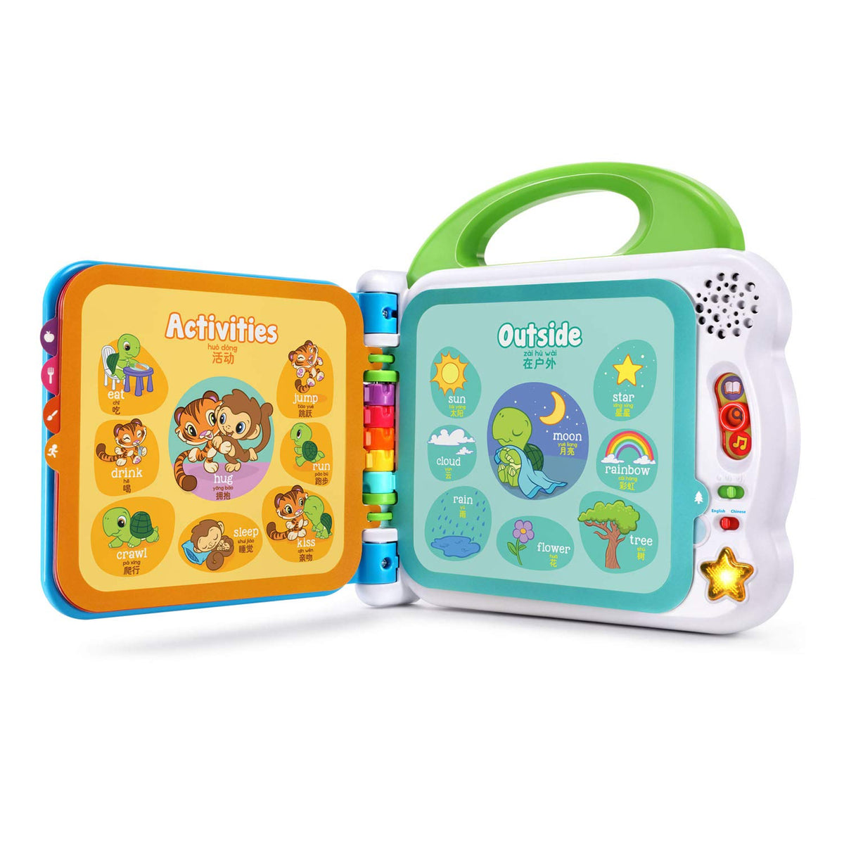 LeapFrog Learning Friends language switch highlights Mandarin pronunciation in use.