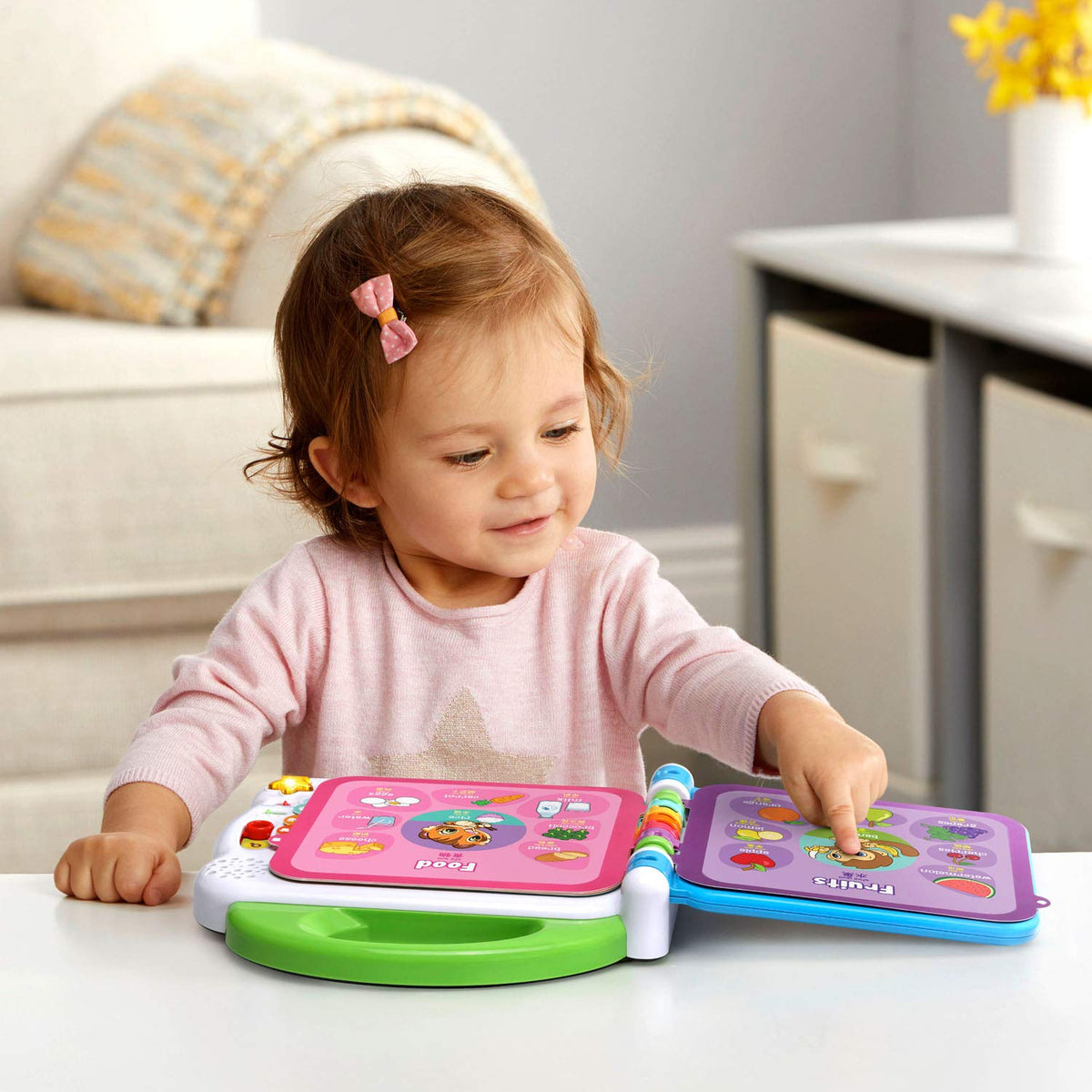 LeapFrog Learning Friends light-up star button offers two learning songs.