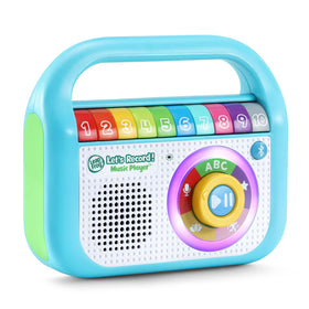 LeapFrog Let's Record Music Player teal child holding device for active learning