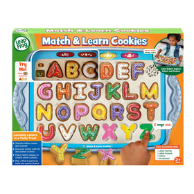 LeapFrog Match and Learn Cookies cookies on tray illustrate letter shapes for quick matching
