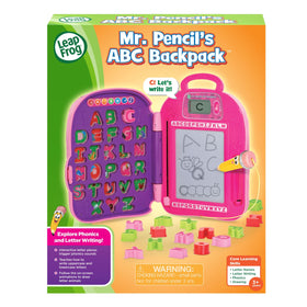 LeapFrog Mr. Pencil's ABC Backpack keeps pieces organized inside the backpack.