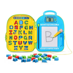 LeapFrog Mr. Pencil ABC Backpack with write and erase board for hands-on letter practice.
