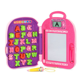 LeapFrog Mr. Pencil's ABC Backpack writing board guides letter formation.