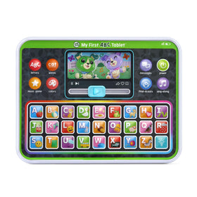 LeapFrog My First ABC Tablet play button action boosts interactive learning.