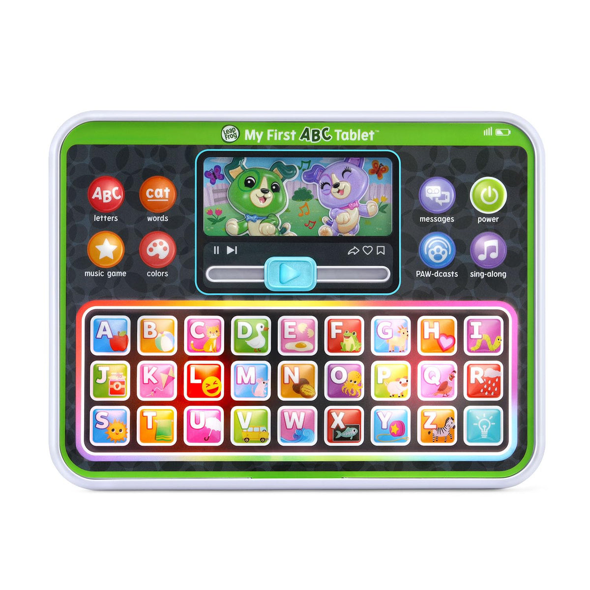 LeapFrog My First ABC Tablet rainbow backlit buttons teach letters and colors.