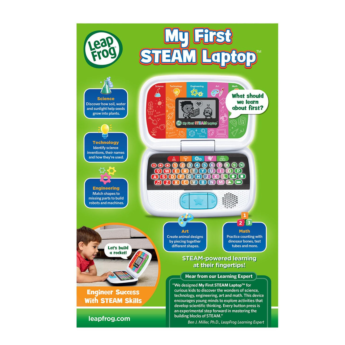 LeapFrog My First STEAM Laptop shape matching parts boosts spatial reasoning during play