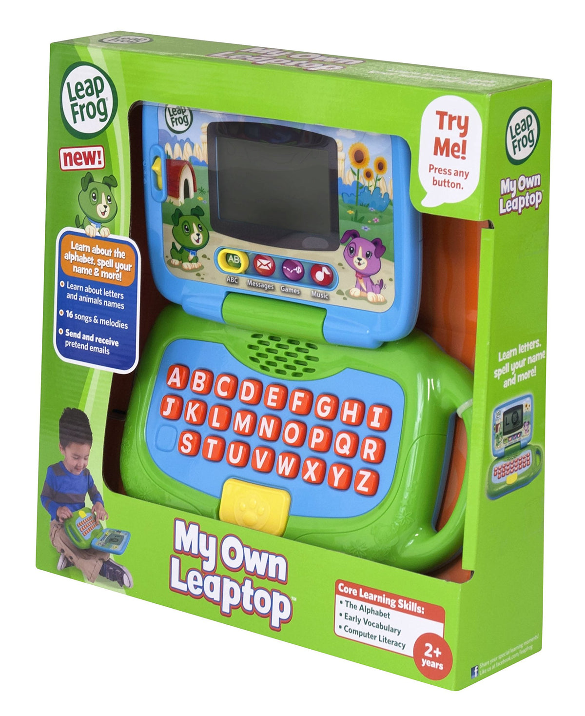 LeapFrog My Own Leaptop portable handle enables learning on the go.