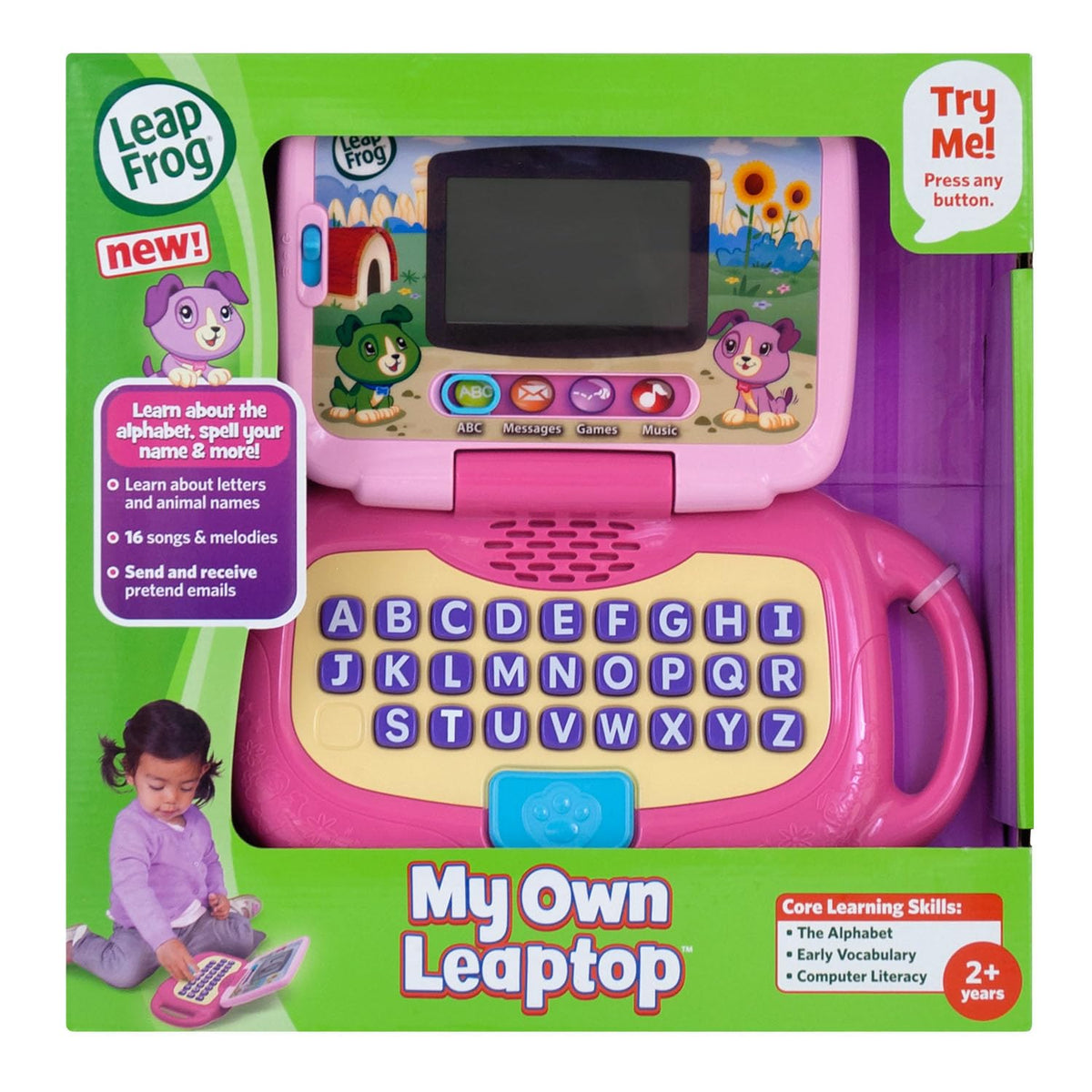 Emails on Leaptop Pink with Scout for pretend messaging
