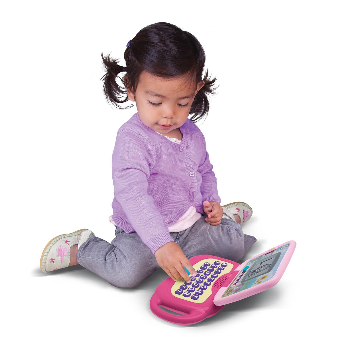 Portable Leaptop Pink with take-along handle for on-the-go play