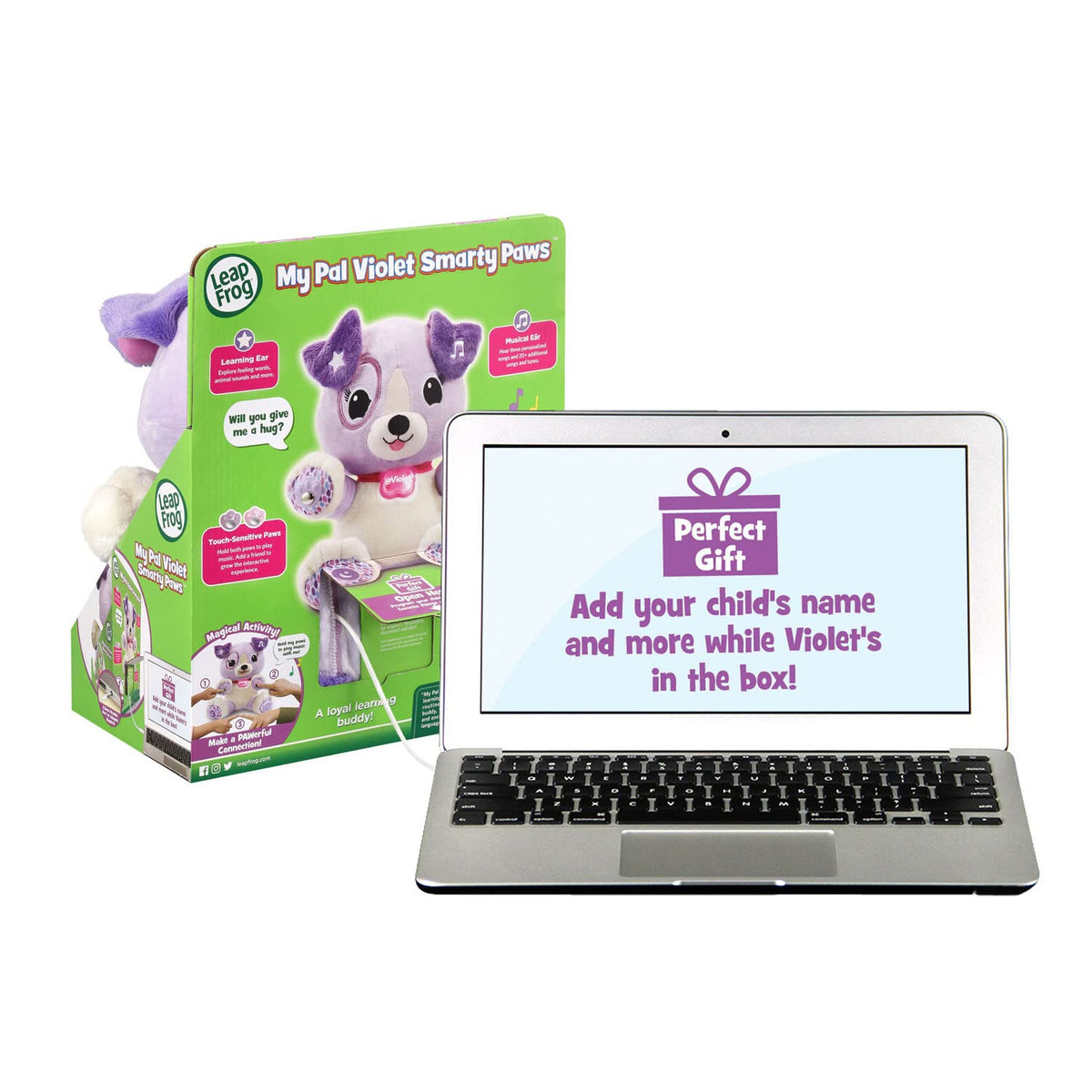 LeapFrog My Pal Violet ears music feature for words, animals, and learning.