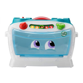 LeapFrog Number Lovin' Oven pan on stove with sizzling sounds to boost imaginative play