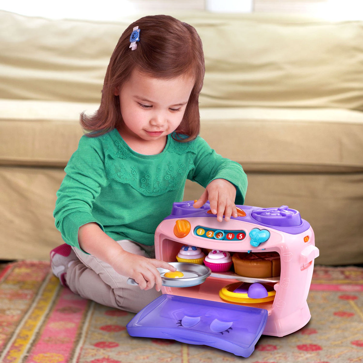 Baking tray from LeapFrog Number Lovin' Oven Pink enabling baking-themed stories.