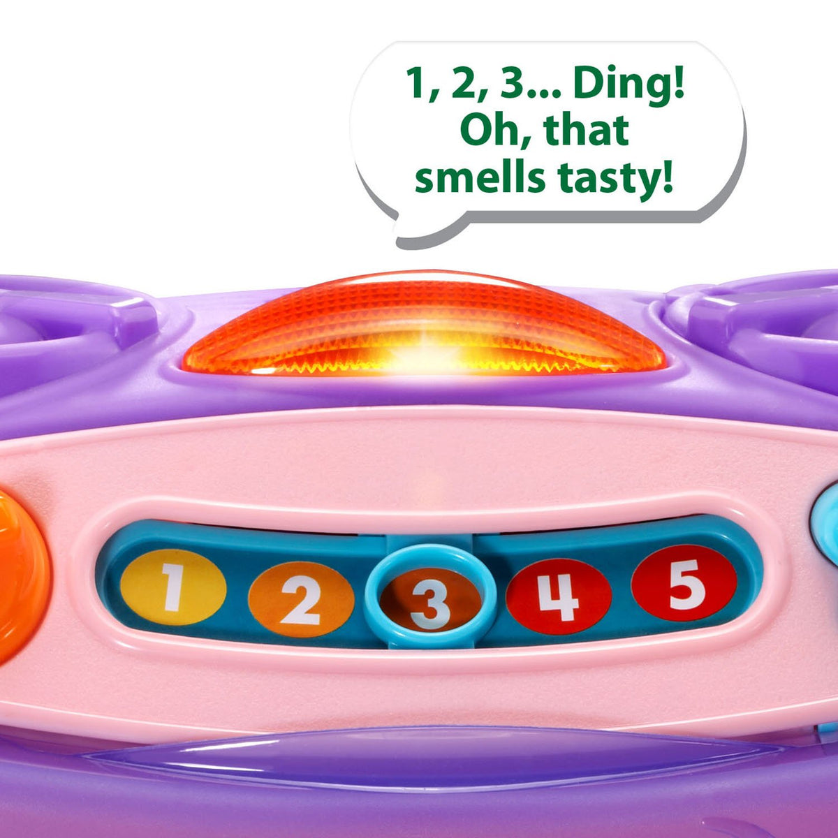 Fried egg from LeapFrog Number Lovin' Oven Pink with sizzling sounds for sensory play.