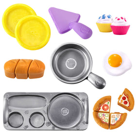Skillet and utensils from LeapFrog Number Lovin' Oven Pink supporting pretend cooking.