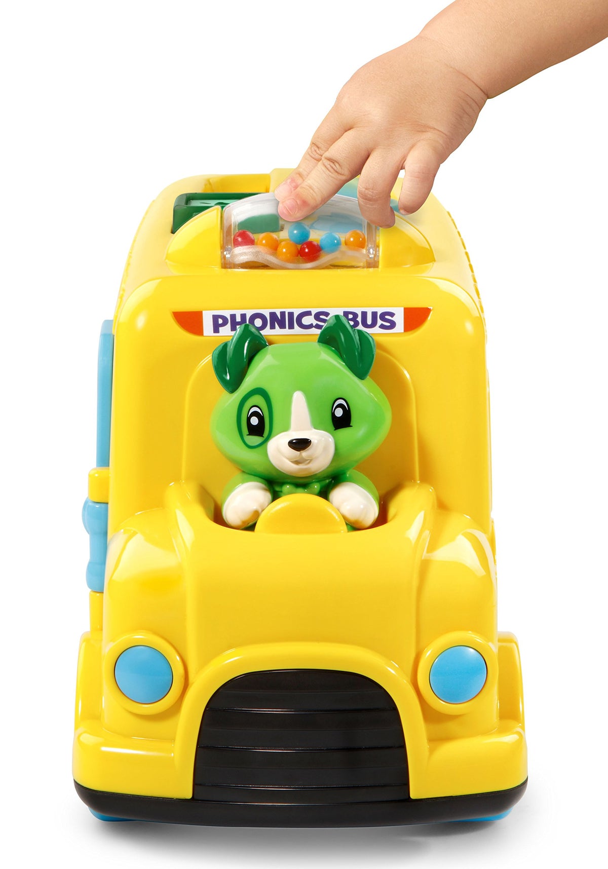 LeapFrog Phonics Fun Animal Bus buttons close-up highlighting letter sounds and names