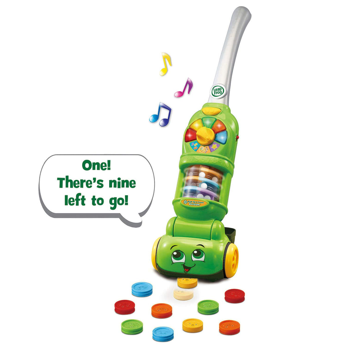 Illuminated color panel cues color recognition during play with LeapFrog vacuum