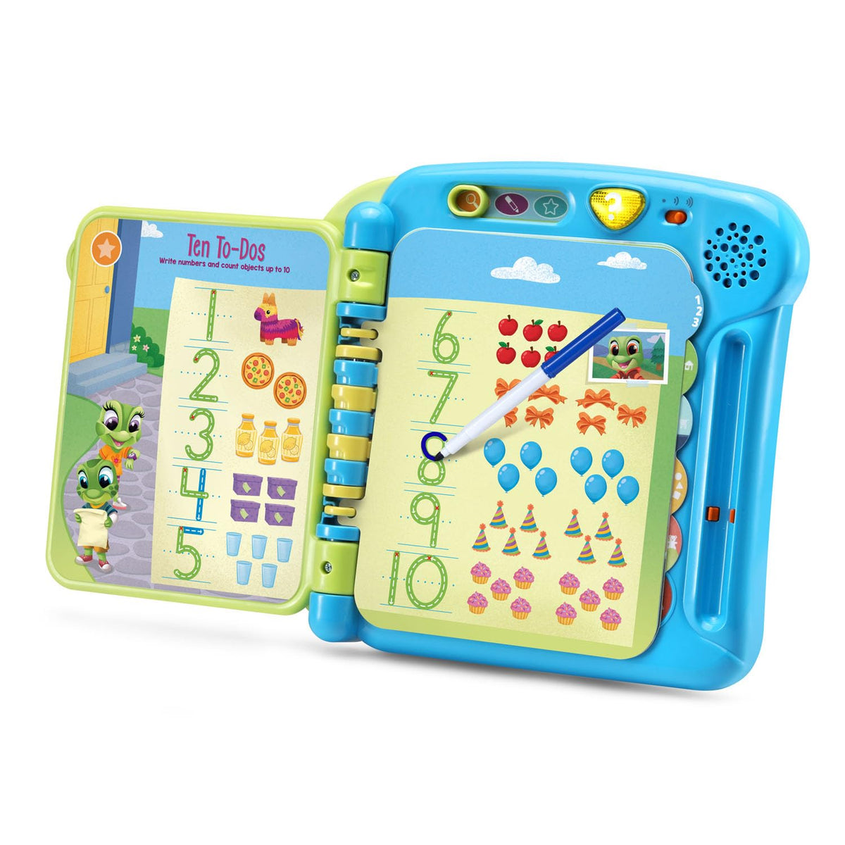 LeapFrog Prep wipe-clean pages encourage repeated exploration of numbers and shapes.