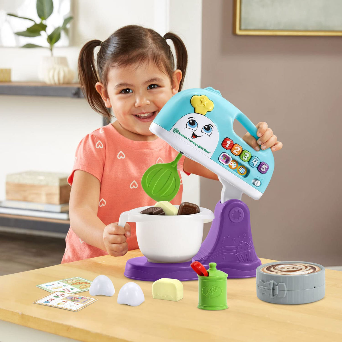 LeapFrog Rainbow Learning Lights Mixer blue color buttons encourage counting.