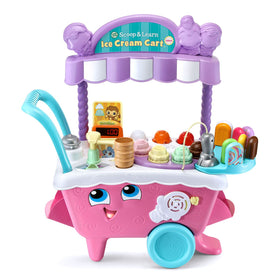 LeapFrog Scoop and Learn Ice Cream Cart Deluxe pink scoop demonstrates color and flavor learning.