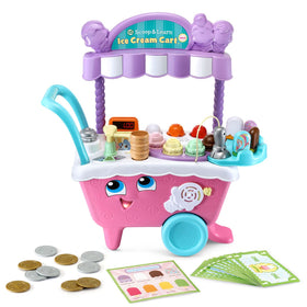 LeapFrog Scoop and Learn Ice Cream Cart Deluxe pink toppings showcase flavor choices for creative pretend play.