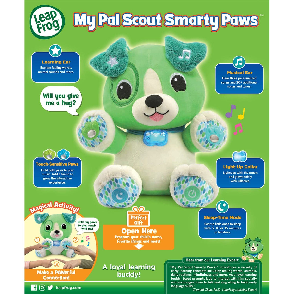 LeapFrog Scout Smarty Paws nighttime mode with light-up collar
