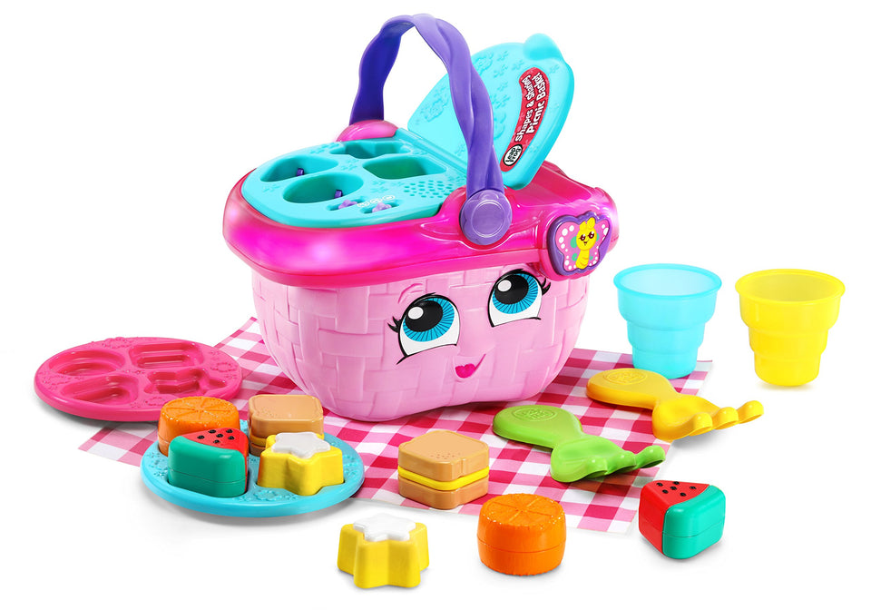 LeapFrog Shapes and Sharing Picnic Basket with lid open for pretend play.