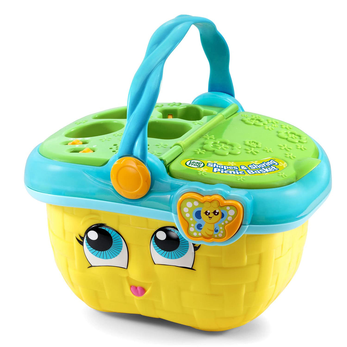 LeapFrog butterfly button plays music and polite snack requests to encourage courteous play.