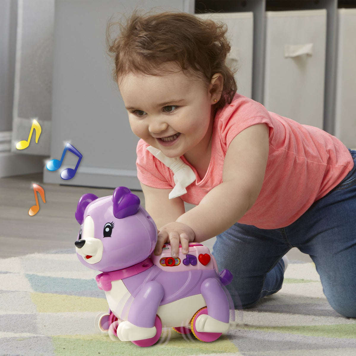 LeapFrog Step and Learn Violet arrow buttons trigger letter, number, and sound feedback