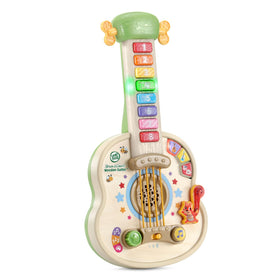 LeapFrog Strum and Count wooden guitar neck lights brighten play and color-number exploration.