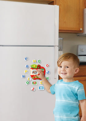LeapFrog Tad's Fridge Phonics magnetic base keeps letters accessible on the fridge.