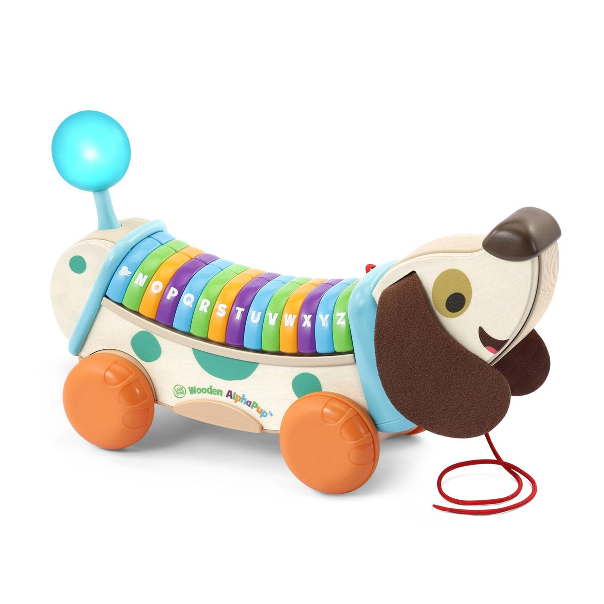 LeapFrog AlphaPup soft fabric ears invite tactile exploration.