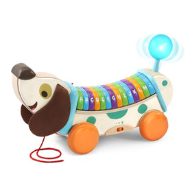 Children push or pull the AlphaPup to hear the alphabet song.