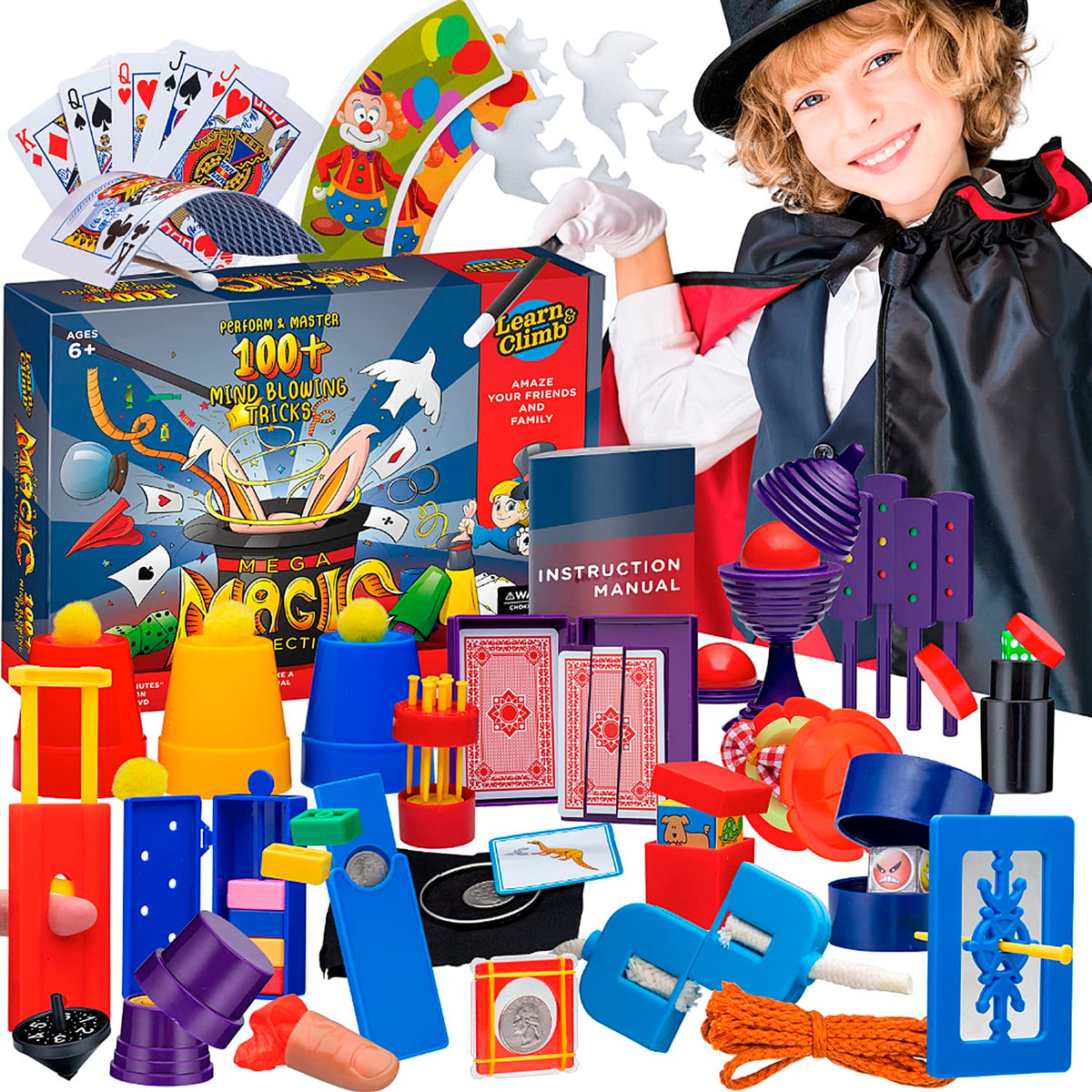 Learn & Climb Mega Magic Kit kids cover – beginner-friendly set for budding magicians.