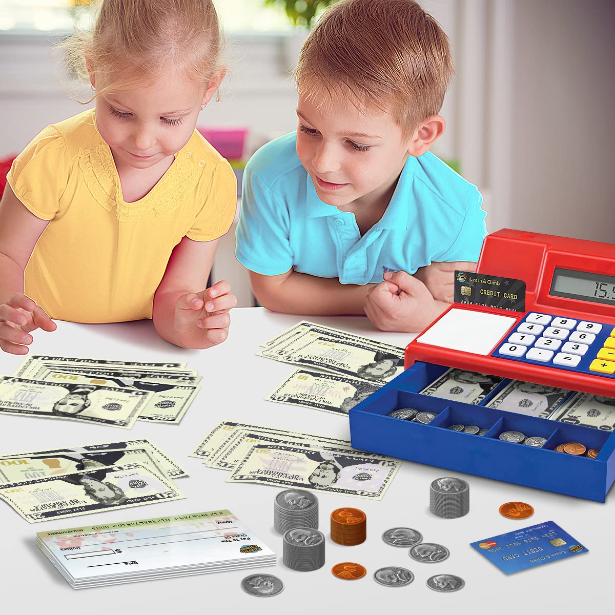 Learn & Climb play money credit card for checkout practice.