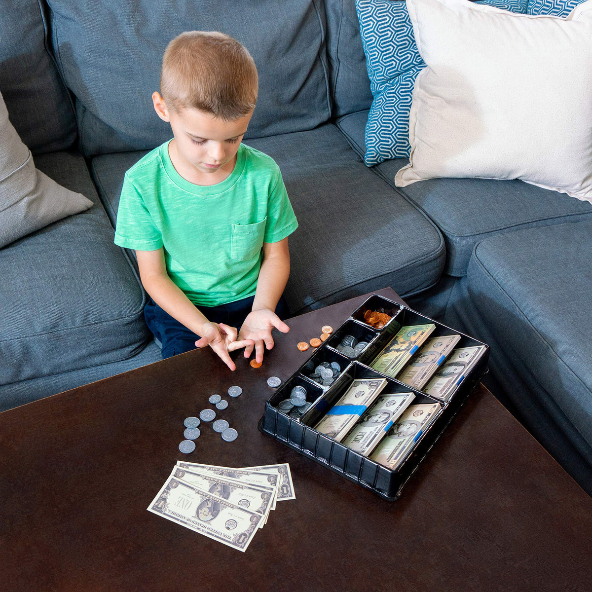 Learn & Climb play money debit card for budget-friendly pretend shopping.